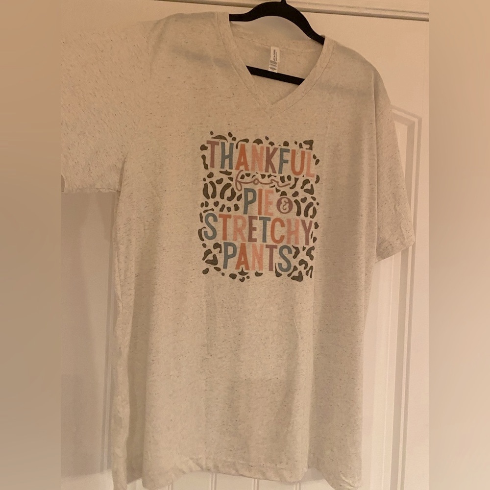 Thanksgiving NWOT BELLA CANVAS Triblend TEE SHIRT 2X PLUS THANKFUL For Pie!!!